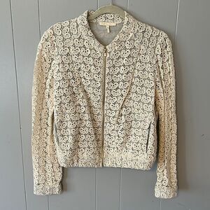 Maje Cream Crochet Bomber Size 40